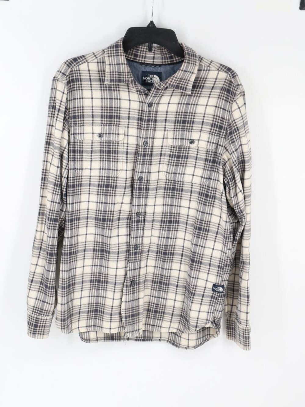 The North Face Arroyo Flannel Mens Utility Blue Plaid Size Medium Organic Cotton